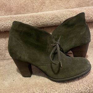 Clarks Olive Green Suede Lace-Up Ankle Boots
